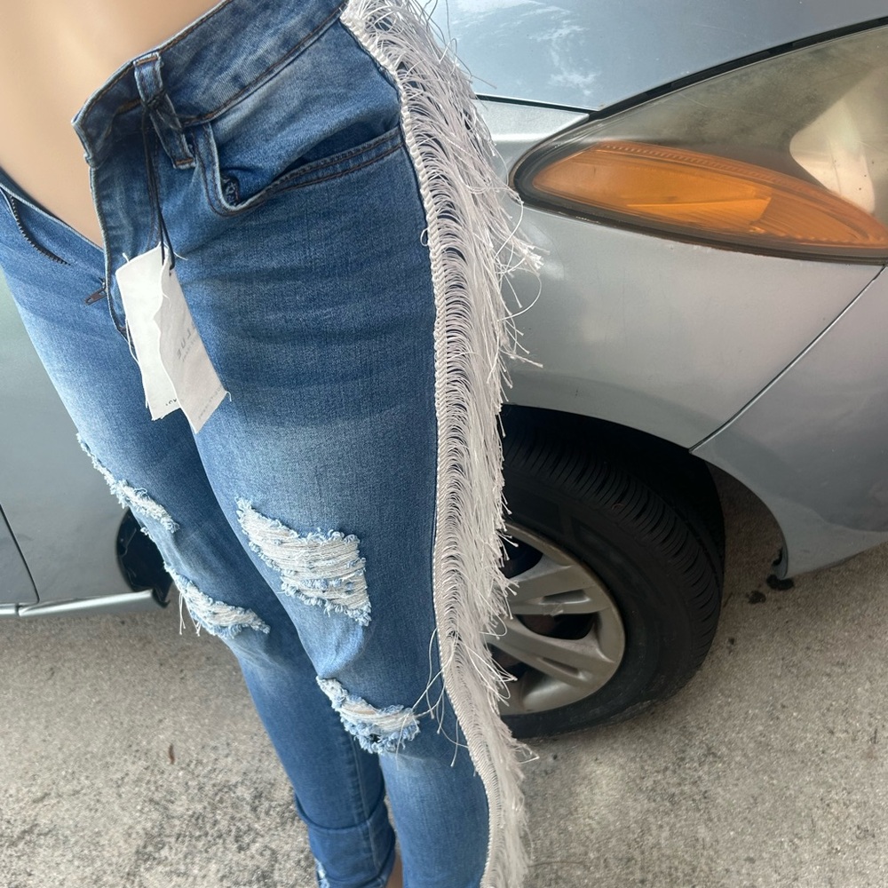 Fringe skinny jeans brand new